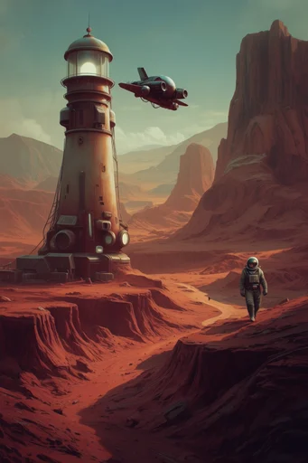 Surreal Retro Desert Sci-Fi style reference image — vintage 70s sci-fi aesthetic