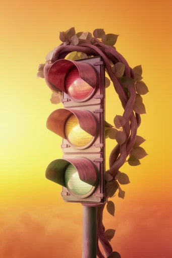 Vibrant Chromatic Botanical Surrealism style reference image — saturated color gradient background