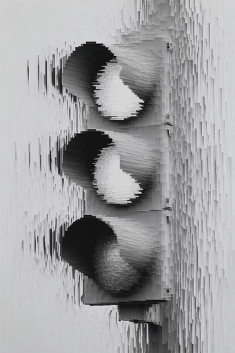 Monochromatic Digital Erosion style reference image — pixel sorting