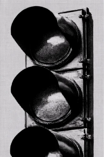 Gritty Analog Halftone style reference image — high-contrast monochrome