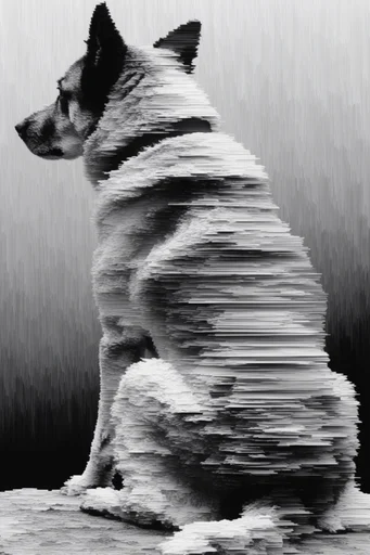 Monochromatic Digital Disintegration style reference image — fluted glass texture