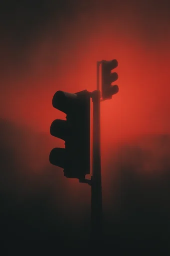 Crimson Void Surrealism style reference image — high-contrast black void