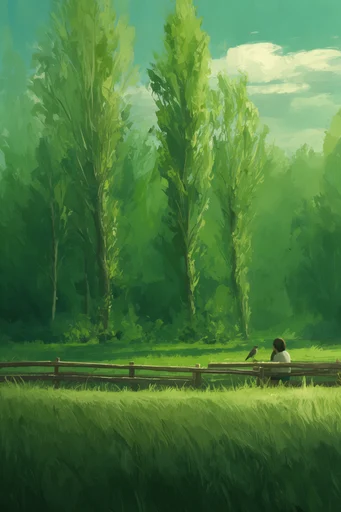 Ethereal Verdant Surrealism style reference image — lush verdant greens