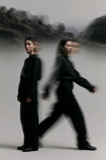 Kinetic Spectral Minimalism style reference image — long exposure motion blur