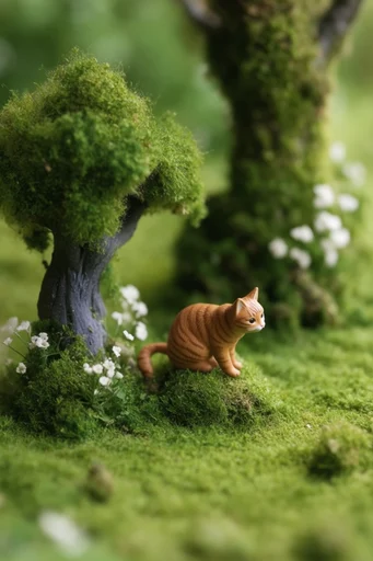 Macro Miniature Worlds style reference image — verdant moss textures