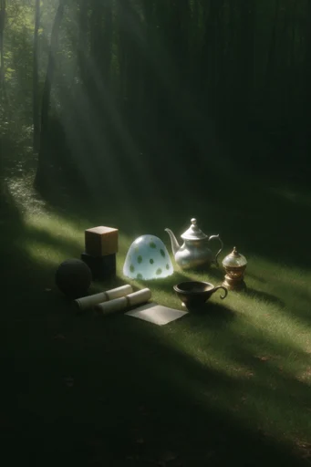 Cinematic Forest Chiaroscuro style reference image — dramatic sun shafts