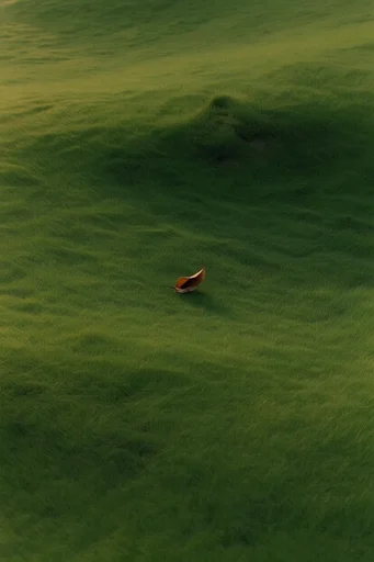 Verdant Surreal Minimalism style reference image — high-angle top-down view
