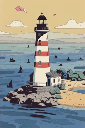 Muted Graphic Retro-Ink style reference image — minimalist graphic illustration
