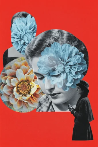 Surrealist Retro Collage style reference image — cut-out technique