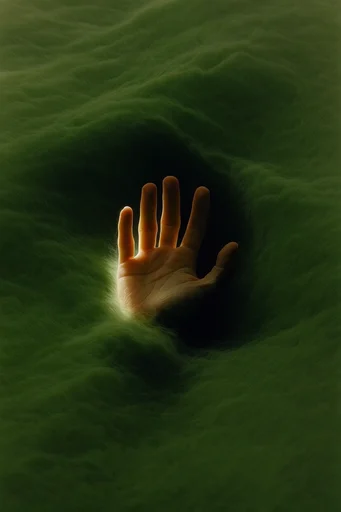 Verdant Surreal Minimalism style reference image — deep forest green palette