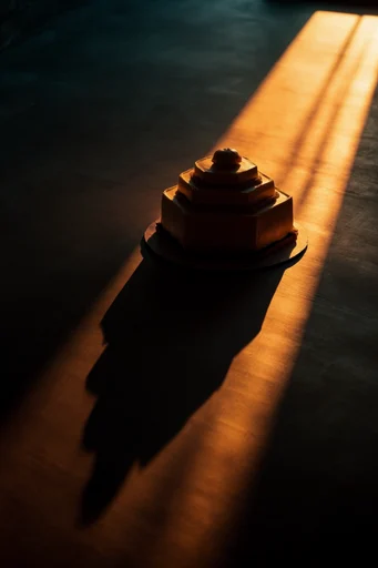 Cinematic Amber Chiaroscuro style reference image — warm amber and deep blue palette