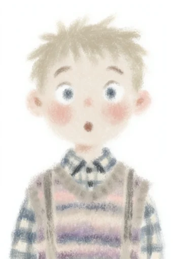 Whimsical Crayon Narrative style reference image — soft pastel palette