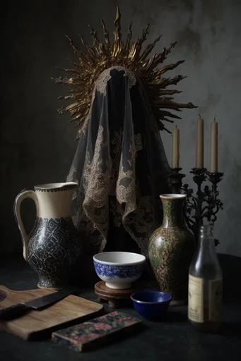 Sacred Gothic Opulence style reference image — chiaroscuro lighting