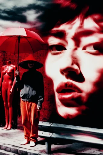 Crimson Avant-Garde Surrealism style reference image — avant-garde editorial photography