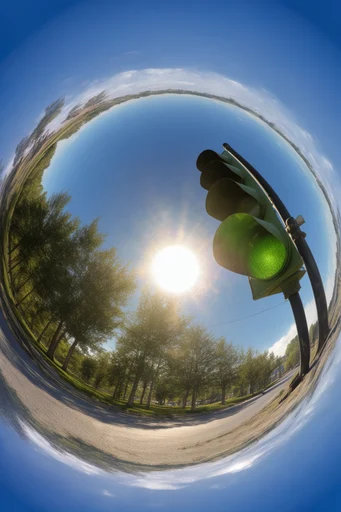 Spherical Miniature Worlds style reference image — stereographic projection