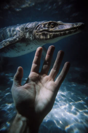 Submerged Cinematic Surrealism style reference image — low-angle composition
