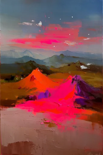 Neon Impasto Expressionism style reference image — heavy impasto texture