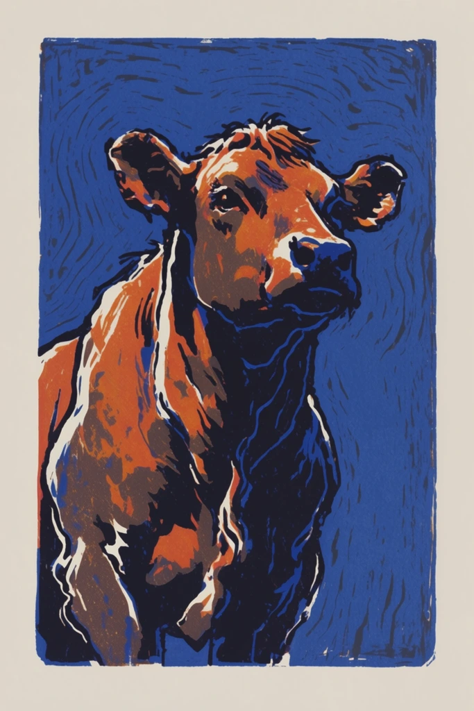 Graphic Woodcut Modernism style AI image example 3