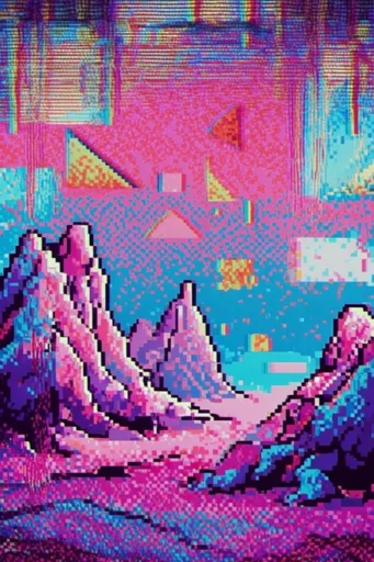 Hyper-Saturated Glitch Nostalgia style AI image example 2