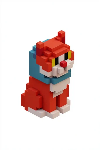 Glossy Isometric Voxel style reference image — toy-like glossy texture