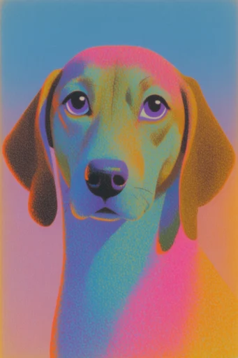 Luminous Stippled Surrealism style reference image — vibrant color bleed