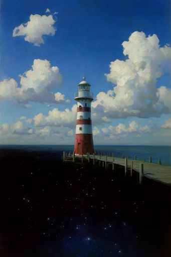 Celestial Surrealist Oil style reference image — day and night contrast