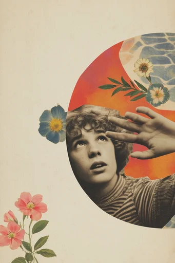 Surrealist Vintage Collage style reference image — botanical illustration