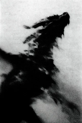 Atmospheric Monochromatic Noir style reference image — stark abstract silhouette