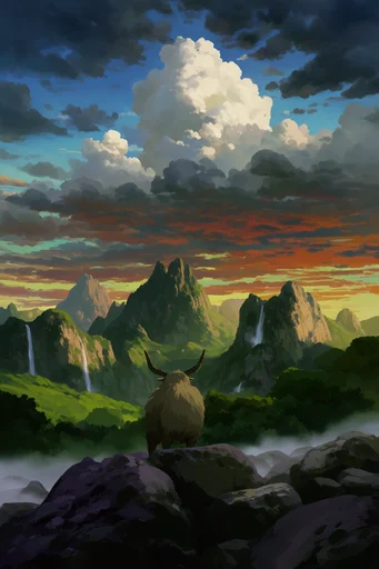 Painterly Anime Surrealism style reference image — Studio Ghibli aesthetic