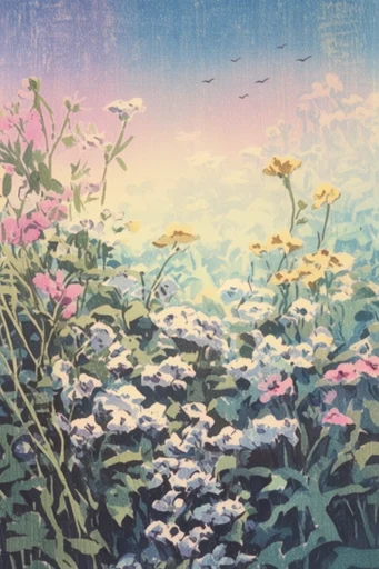 Atmospheric Print Modernism style reference image — vintage lithograph aesthetic