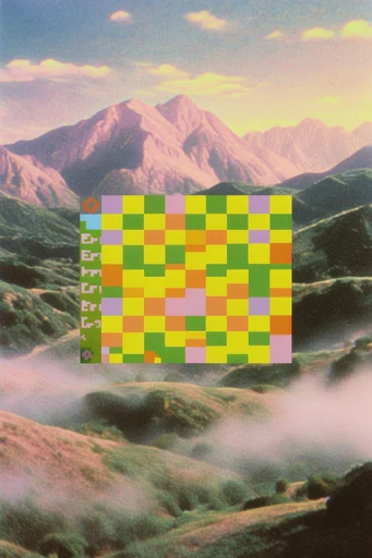 Corrupted Digital Dreamscape style reference image — lo-fi digital glitch