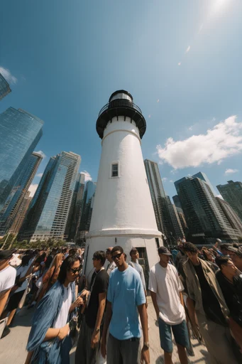 Dynamic Urban Fisheye style reference image — vibrant blue sky
