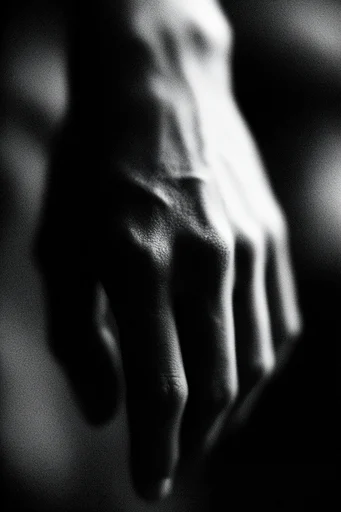 Ethereal Noir Granulation style reference image — heavy film grain