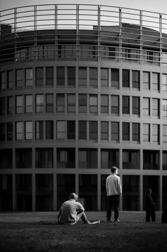 Stark Monochromatic Geometry style reference image — high-contrast black and white photography