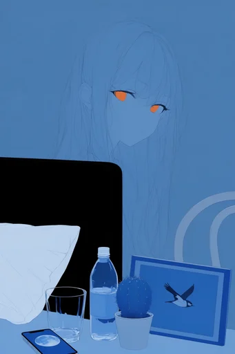 Graphic Surrealist Anime style reference image — minimalist anime illustration