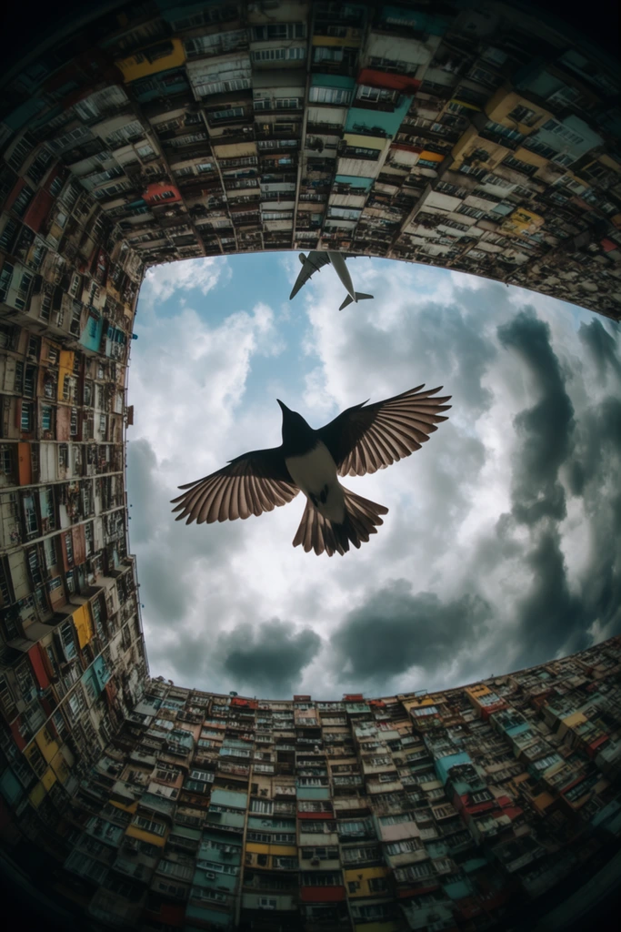 Vertiginous Brutalist Surrealism style AI image example 3