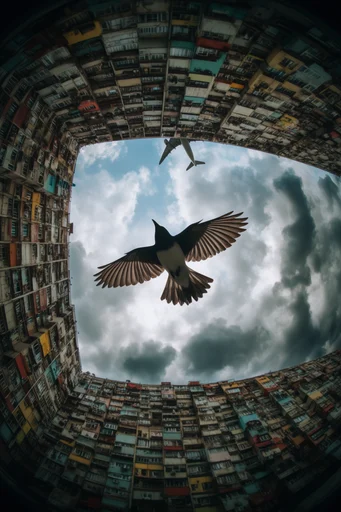Vertiginous Brutalist Surrealism style AI image example 3