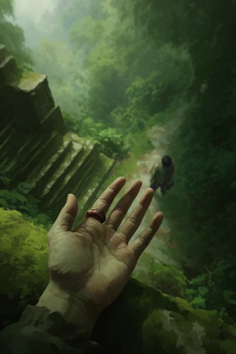 Verdant Relic Odyssey style reference image — serene atmospheric landscape