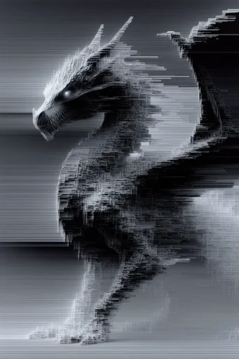 Monochromatic Digital Disintegration style reference image — high-contrast minimalism