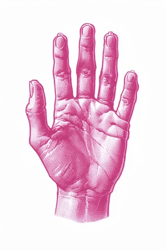 Monochromatic Magenta Engraving style reference image — stipple and cross-hatch