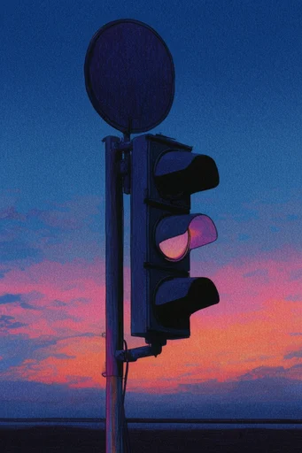 Retro Surrealist Twilight style reference image — grainy film texture