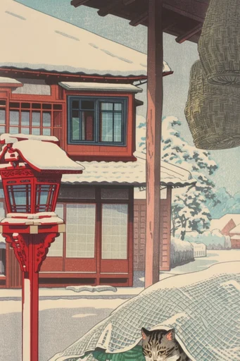 Ethereal Shin-Hanga Revival style reference image — clean black outlines