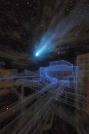 Luminous Cosmic Noir style reference image — diffused lens flare