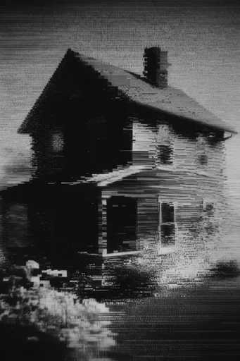 Monochrome Glitch Noir style AI image example 4