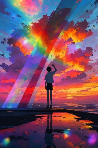 Prismatic Anime Apocalypse moodboard — generate AI images in this style