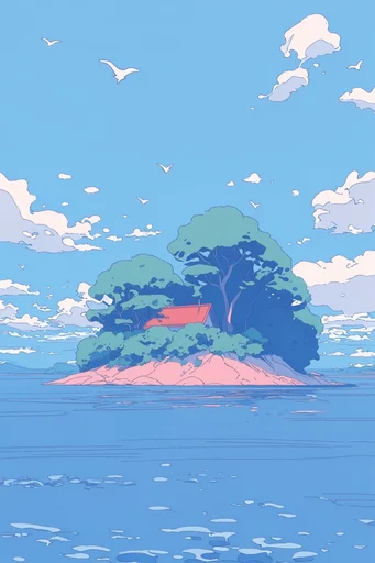 Graphic Surrealist Anime style AI image example 2