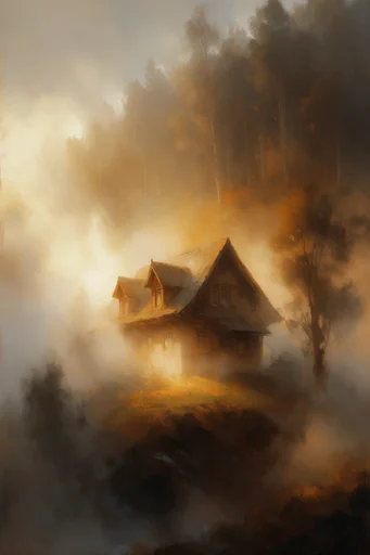 Amber Atmospheric Grandeur style reference image — volumetric light rays