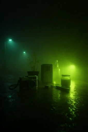 Cinematic Acid Nocturne style reference image — acid green lighting