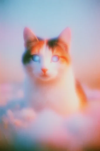 Ethereal Pastel Dreamscape style reference image — heavy analog grain