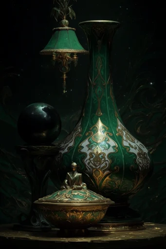 Celestial Alchemical Opulence style reference image — emerald and gold palette